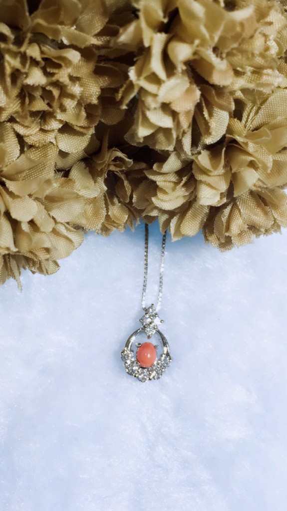 Coral Diamond Necklace