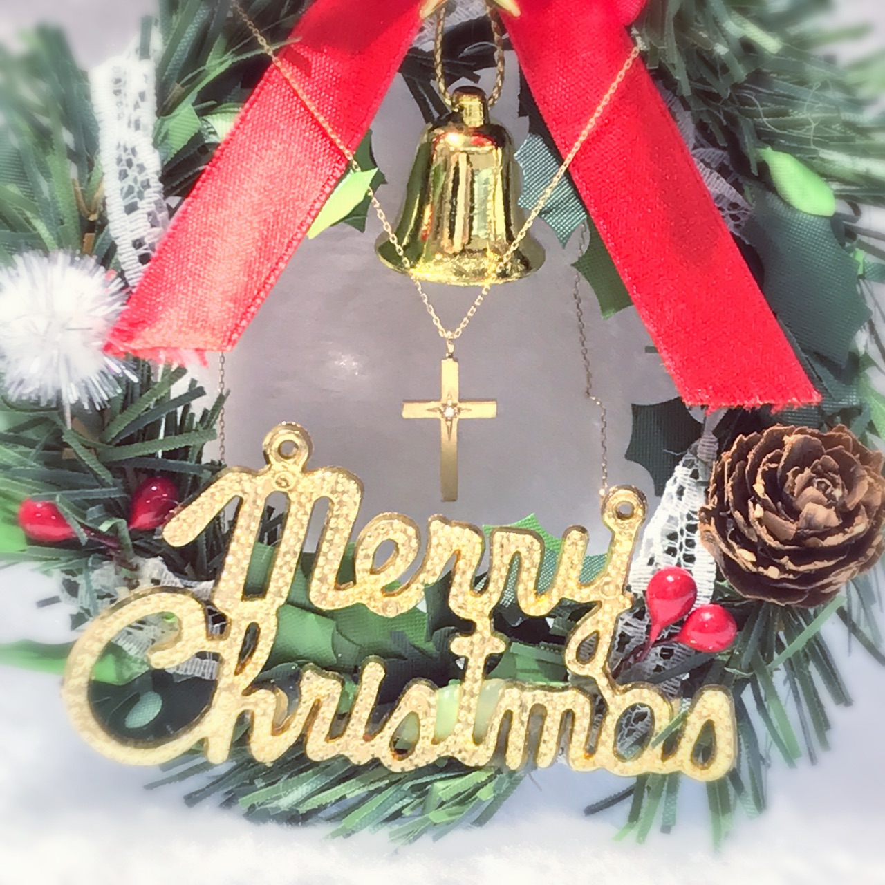 K10 Yellow Gold Diamond Cross Necklace (Second View)