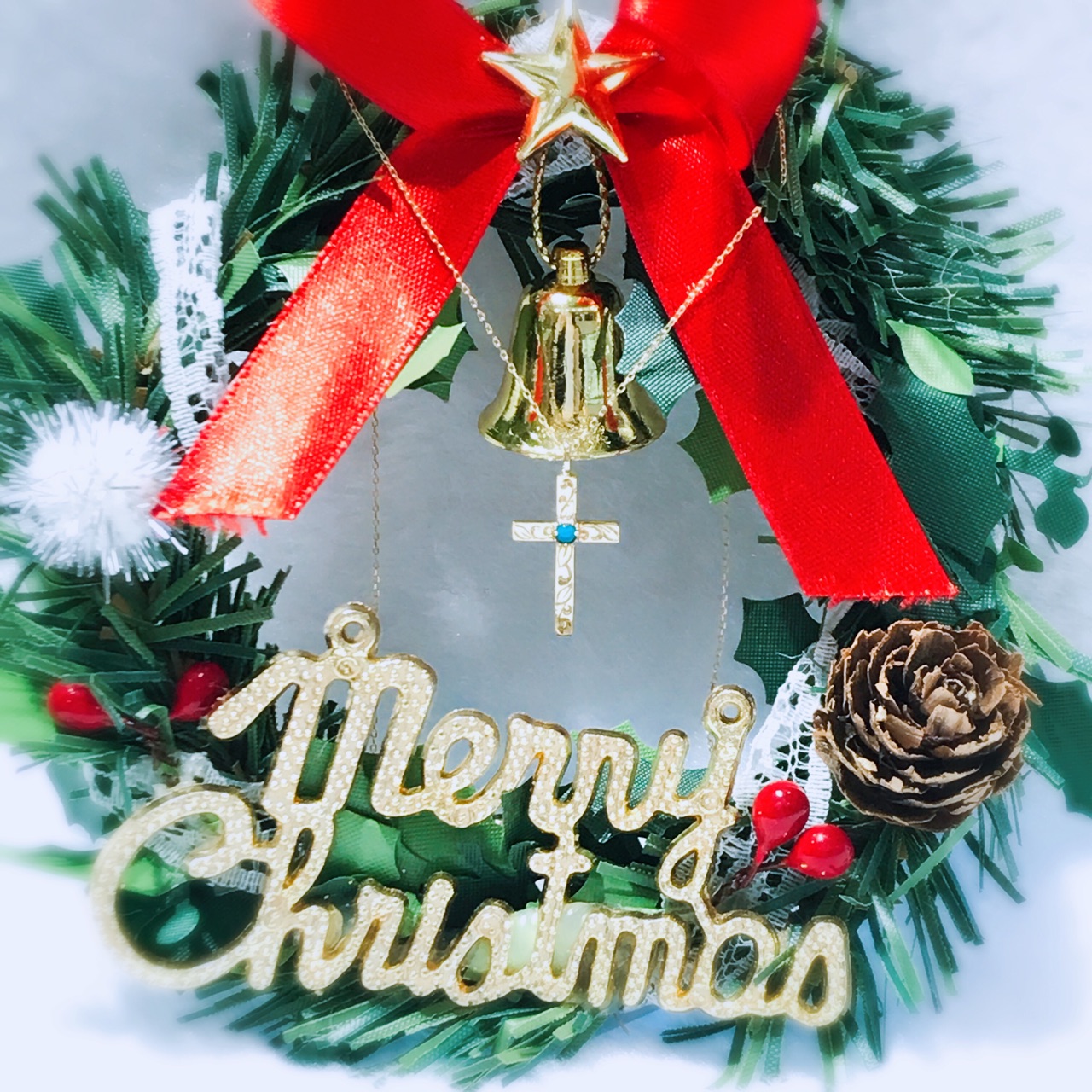 K10 Yellow Gold Turquoise Cross Necklace (First View)